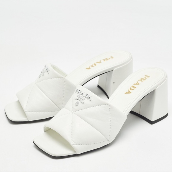 Prada Shoes - Prada Women's White Quilted Leather Mules